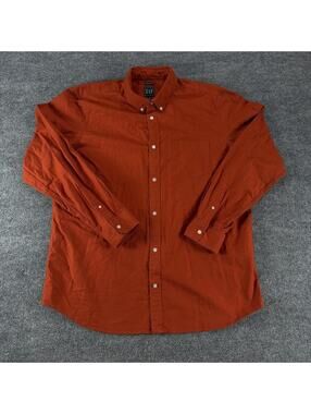 GAP Men's Button-Down Long Sleeve Shirt XL Rust Orange - Business Casual, Preppy